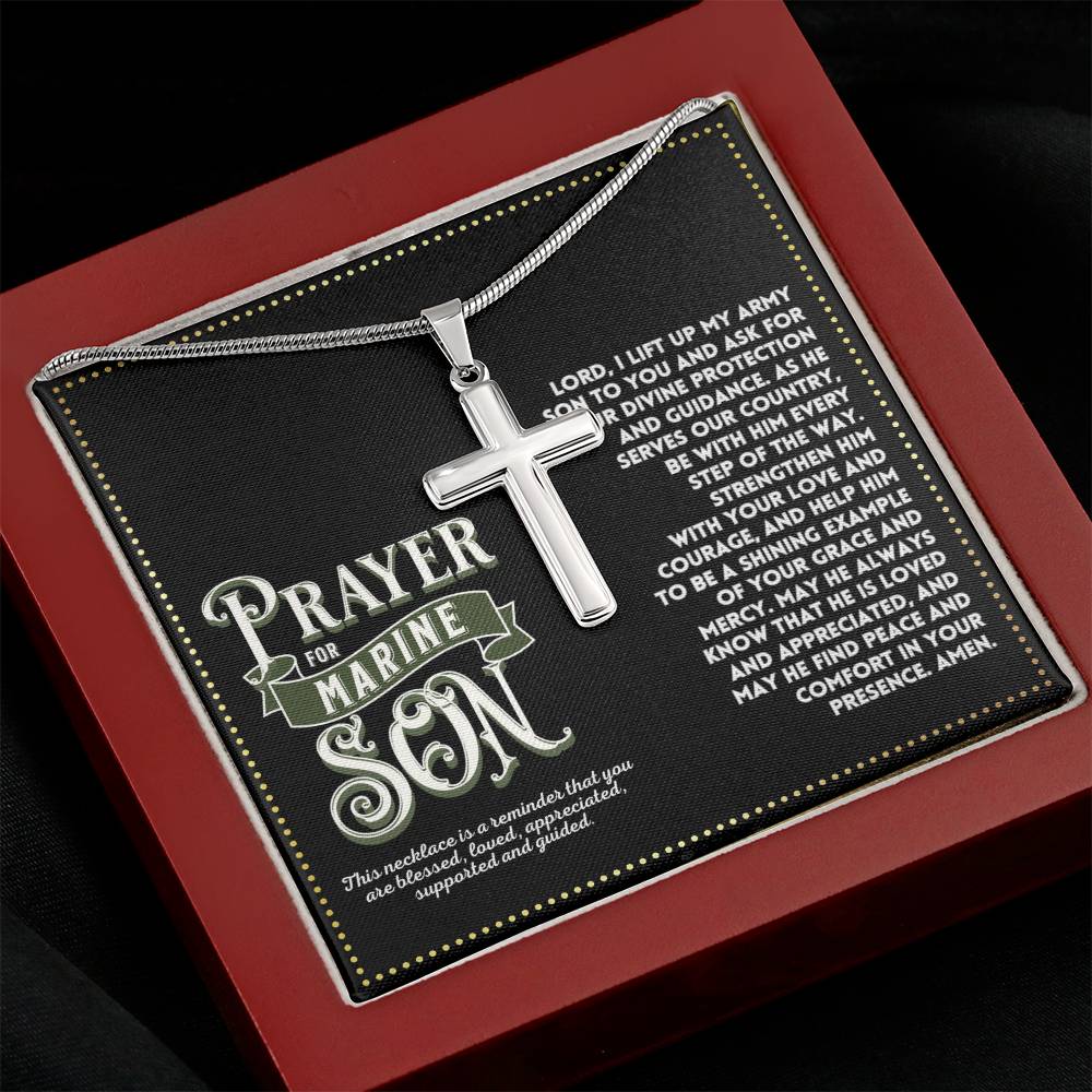 JGF Jewelry Gifts for Family I Love My Marine Necklace My Son Is A US Marine Prayer