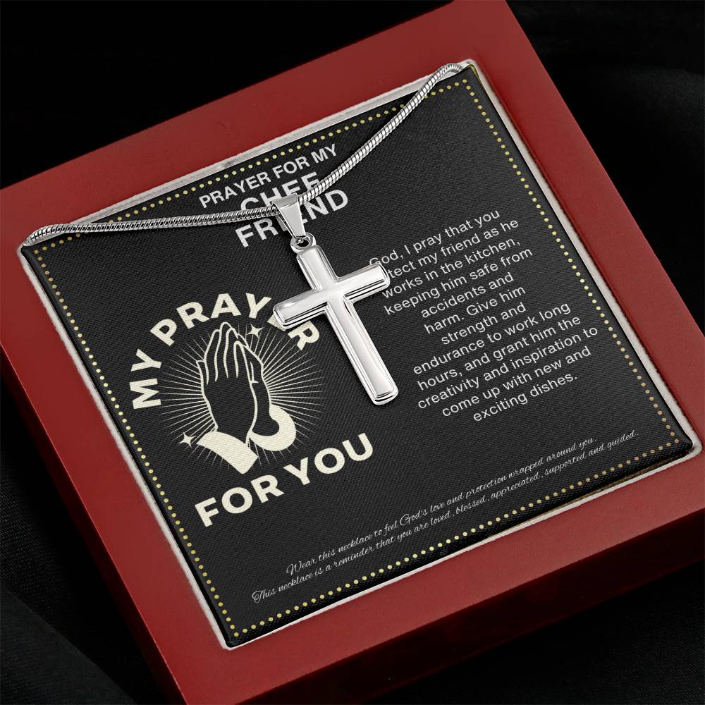 JGF Jewelry Gifts for Family Surprise Chef Friendship Cross Necklace For Men and Women