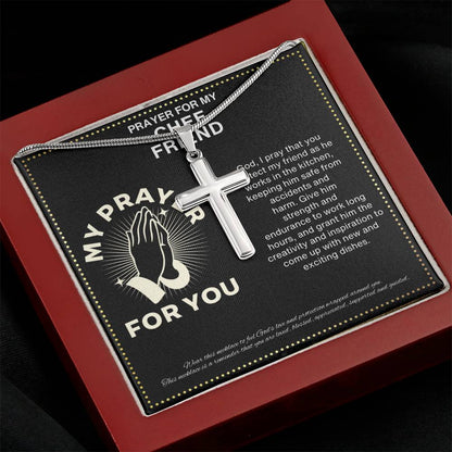JGF Jewelry Gifts for Family Surprise Chef Friendship Cross Necklace For Men and Women