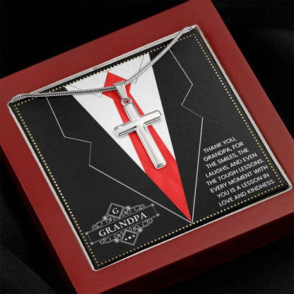 JGF Jewelry Gifts for Family Gift For Portuguese Grandpa Cross Necklace For Men Silver