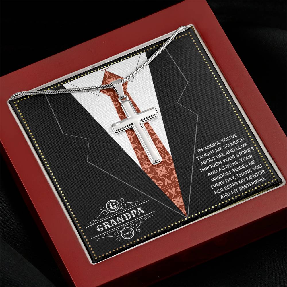 JGF Jewelry Gifts for Family Cross Necklaces For Grandparents Grandpa 80th Birthday Card