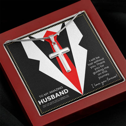 JGF Jewelry Gifts for Family Husband Birthday Card From Wife Religious Cross Necklace For Men Sterling Silver