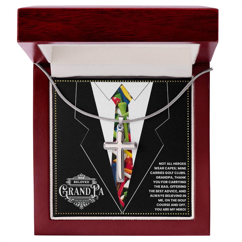 JGF Jewelry Gifts for Family Cross Necklace For Grandpa Gifts Golf For Men
