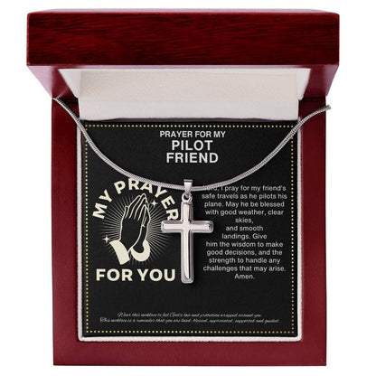 JGF Jewelry Gifts for Family Airplane Fighter Pilot Prayer Card Necklace For Men