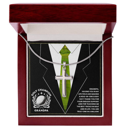 JGF Jewelry Gifts for Family  Cross Necklace For Grandpa Birthday Card Golf