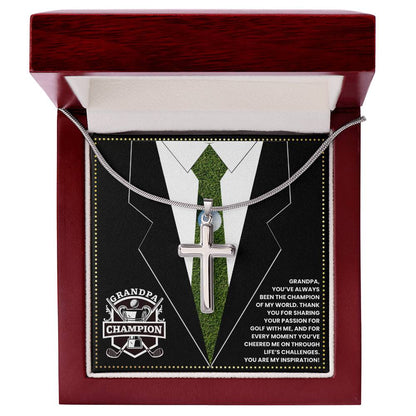 JGF Jewelry Gifts for Family Cross Necklace For Grandpa Birthday Gifts Golf Theme