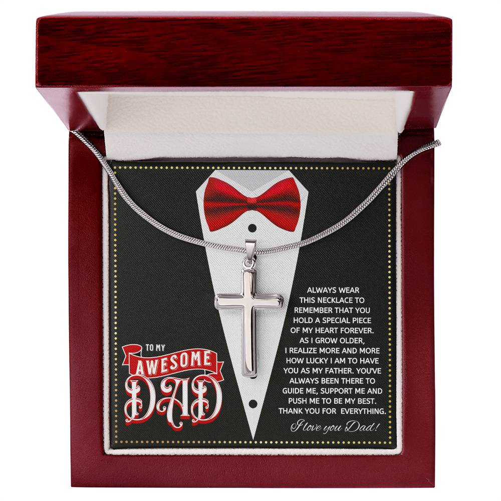 JGF Jewelry Gifts for Family Cross Necklace For Men Silver To My Amazing Awesome Dad