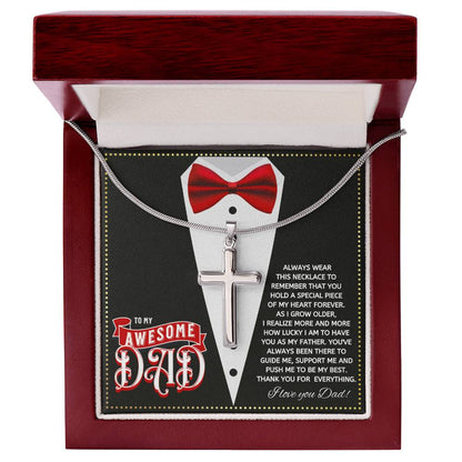 JGF Jewelry Gifts for Family Cross Necklace For Men Silver To My Amazing Awesome Dad