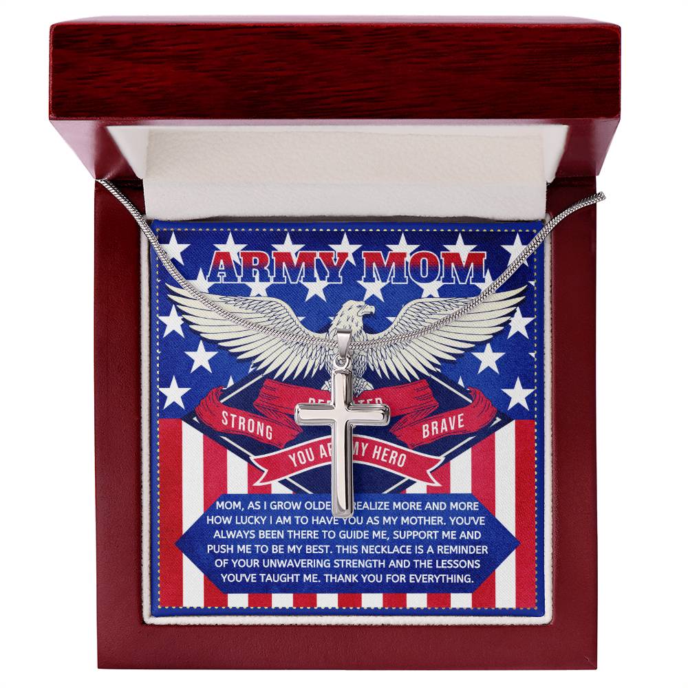 JGF Jewelry Gifts for Family Cross Necklace for US Army Mom For Women from Son and Daughter