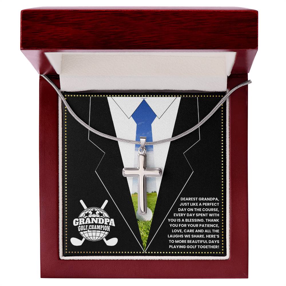 JGF Jewelry Gifts for Family Cross Necklace For Grandpa Golf Birthday Gifts