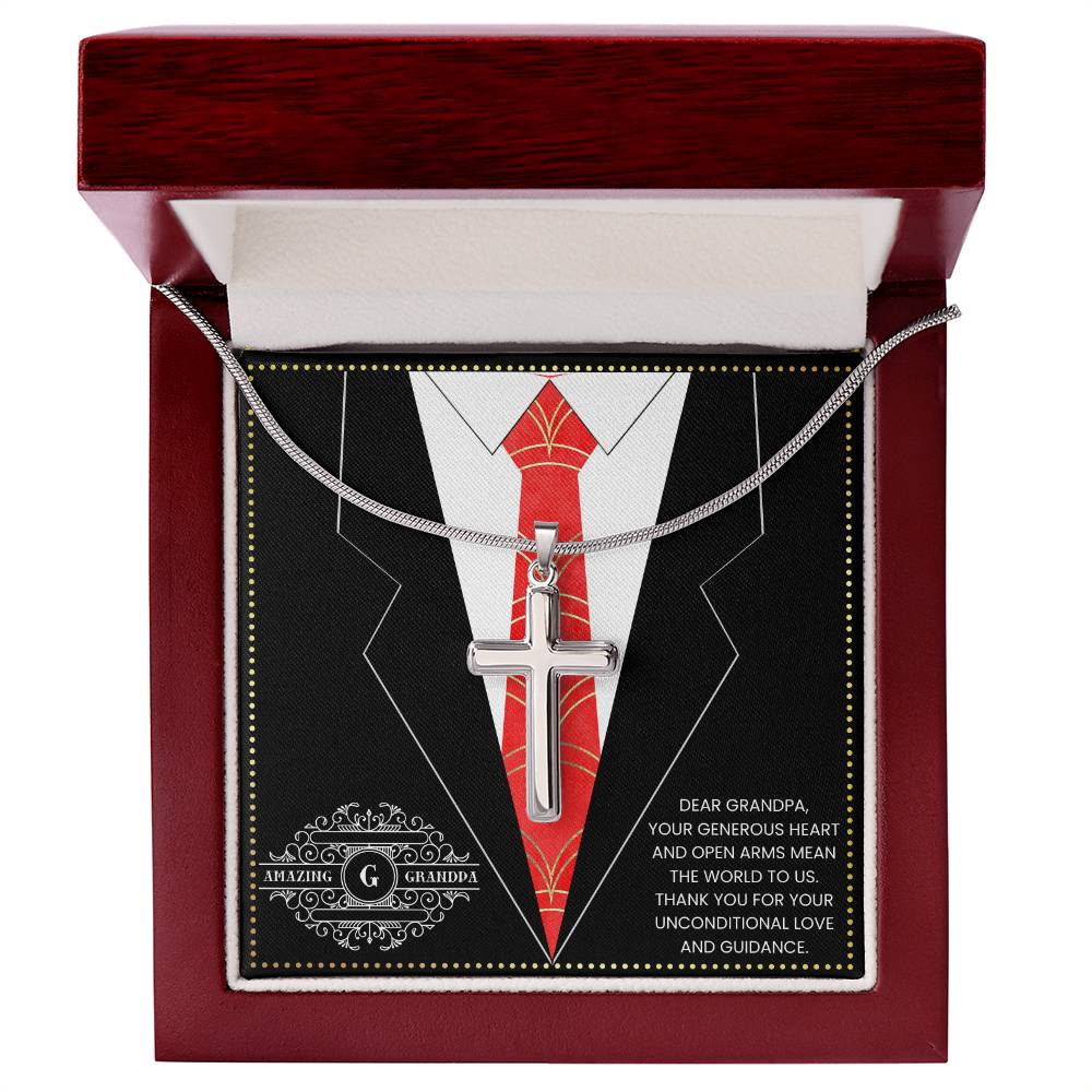 JGF Jewelry Gifts for Family Silver Cross Necklace For Grandpa Gifts For Men