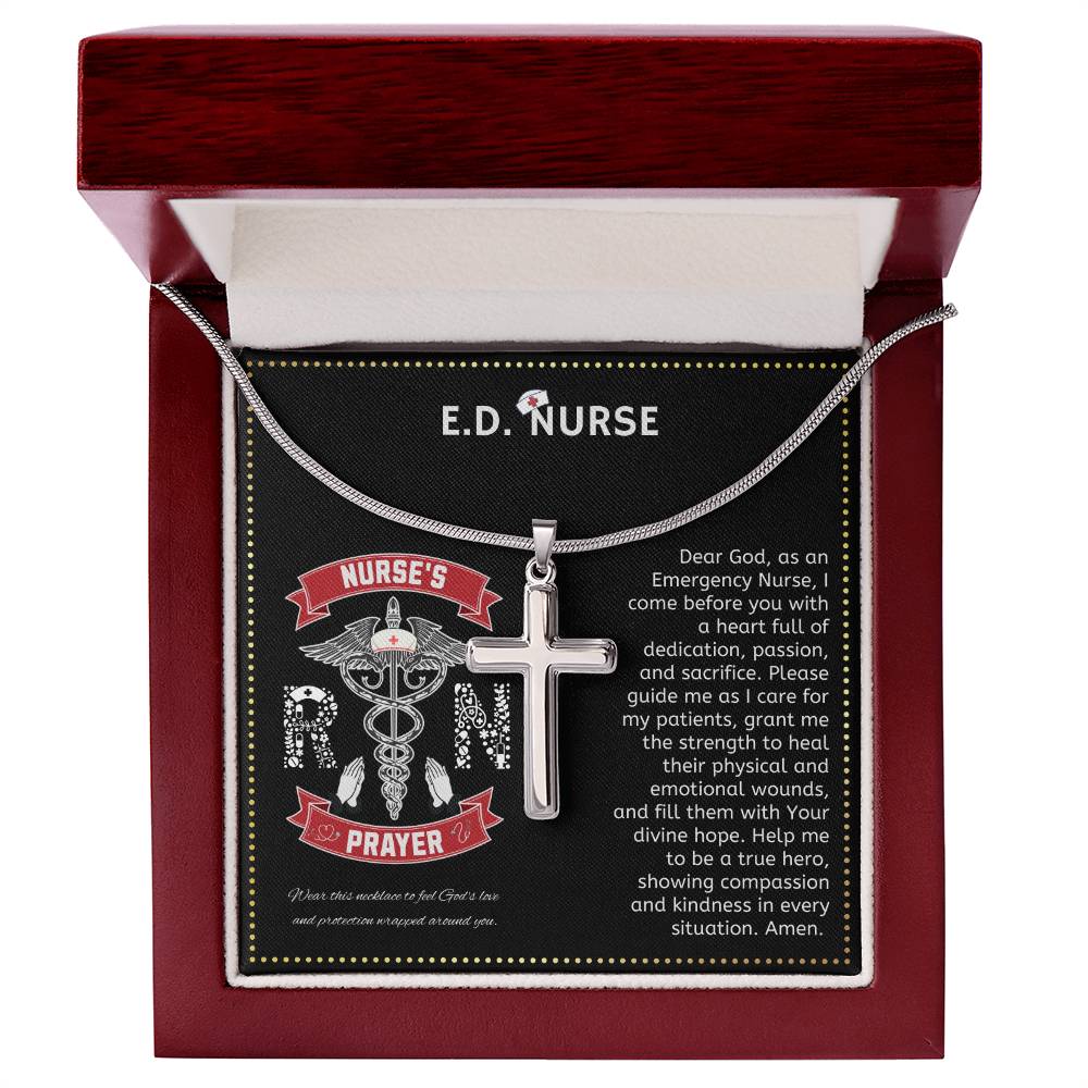 JGF Jewelry Gifts for Family | RN Prayer For Nurses Silver .925 Pendant | Registered ER ED Nurse Gifts