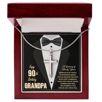 JGF Jewelry Gifts for Family 90th Birthday Card Gifts For Great Grandpa Cross Necklace For Men