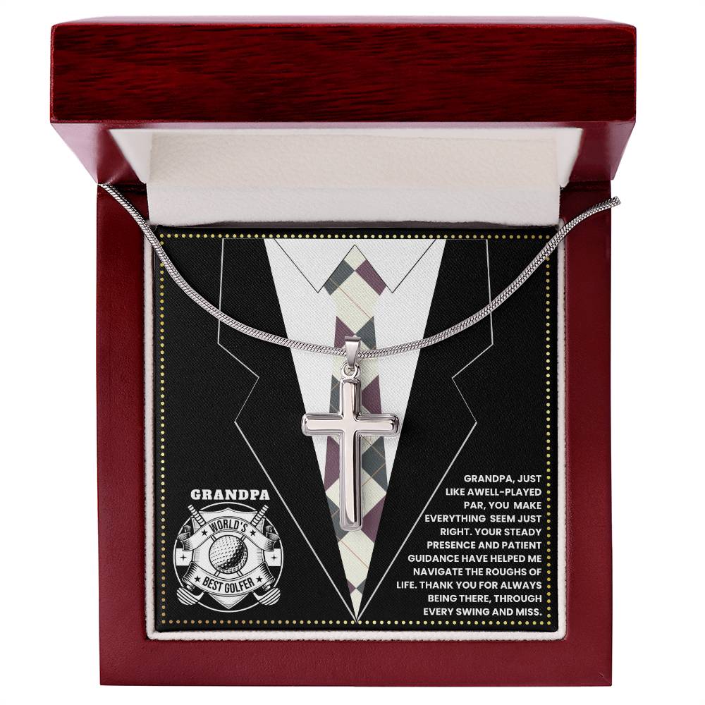 JGF Jewelry Gifts for Family Cross Necklace First Time Grandpa Gifts Golf