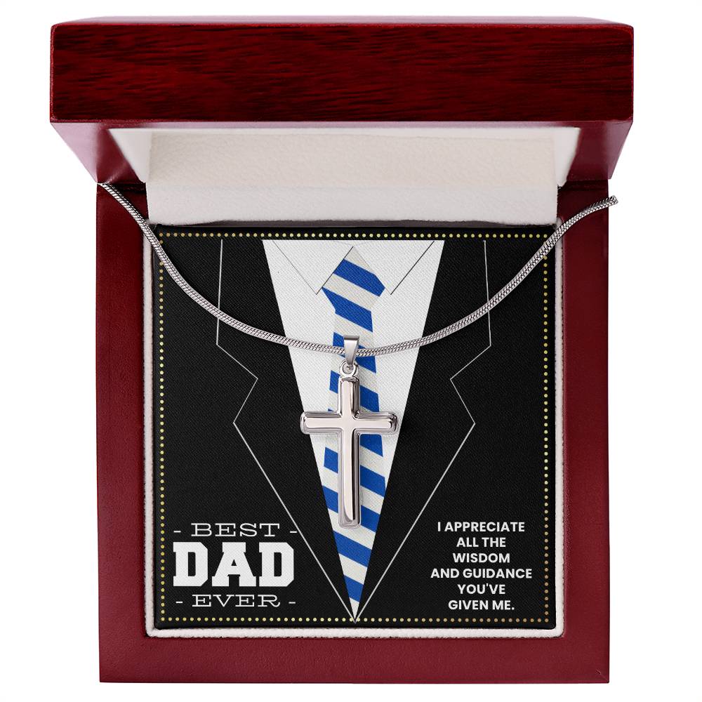 JGF Jewelry Gifts for Family Silver Cross Necklace For New Dad Gifts For Men Before Birth