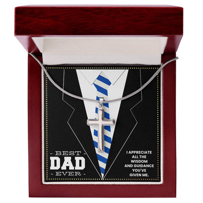 JGF Jewelry Gifts for Family Silver Cross Necklace For New Dad Gifts For Men Before Birth