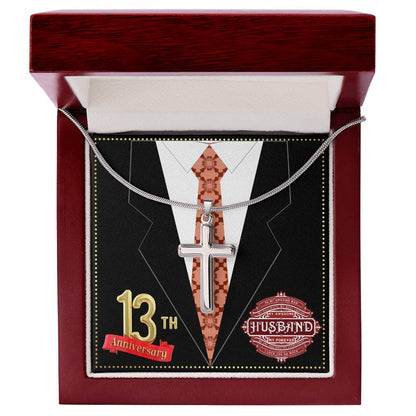 JGF Jewelry Gifts for Family 13th Wedding Anniversary For Him Husband Cross Necklace for Men
