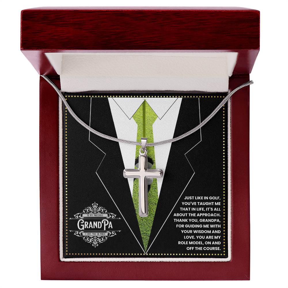 JGF Jewelry Gifts for Family Cross Necklace For Grandparents Grandpa Birthday Gifts Golf Theme