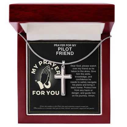 JGF Jewelry Gifts for Family Helicopter Pilot Prayer Card Necklace For Men