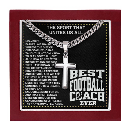 JGF Jewelry Gifts for Family Coach Football Cross Necklace For Boys Men Stainless Steel