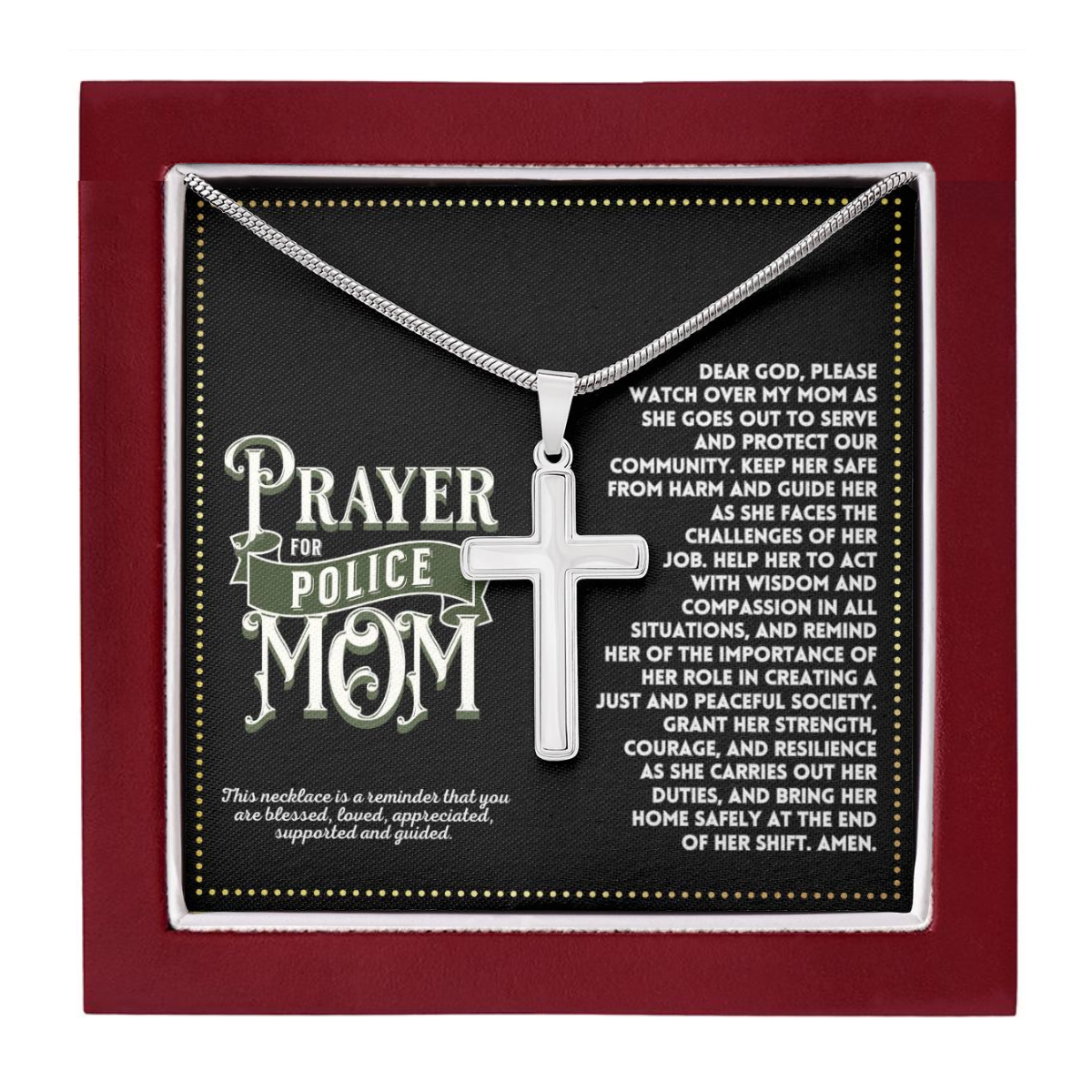 JGF Jewelry Gifts for Family My Mom Is A Police Officer Prayer For Police