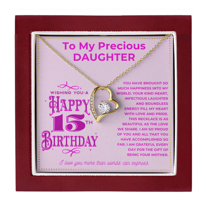 JGF Jewelry Gifts for Family Happy 15th Birthday To My Daughter Necklace