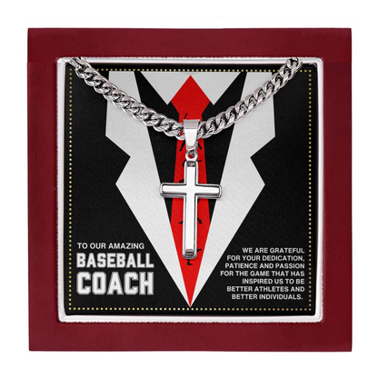 JGF Jewelry Gifts for Family Baseball Coach Necklace Cross For Men