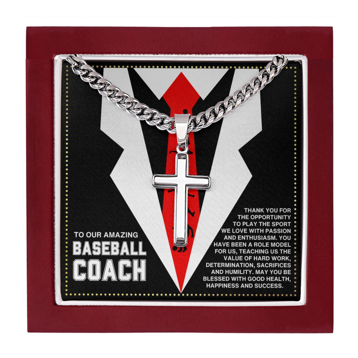 JGF Jewelry Gifts for Family Baseball Cross Necklace For Coach