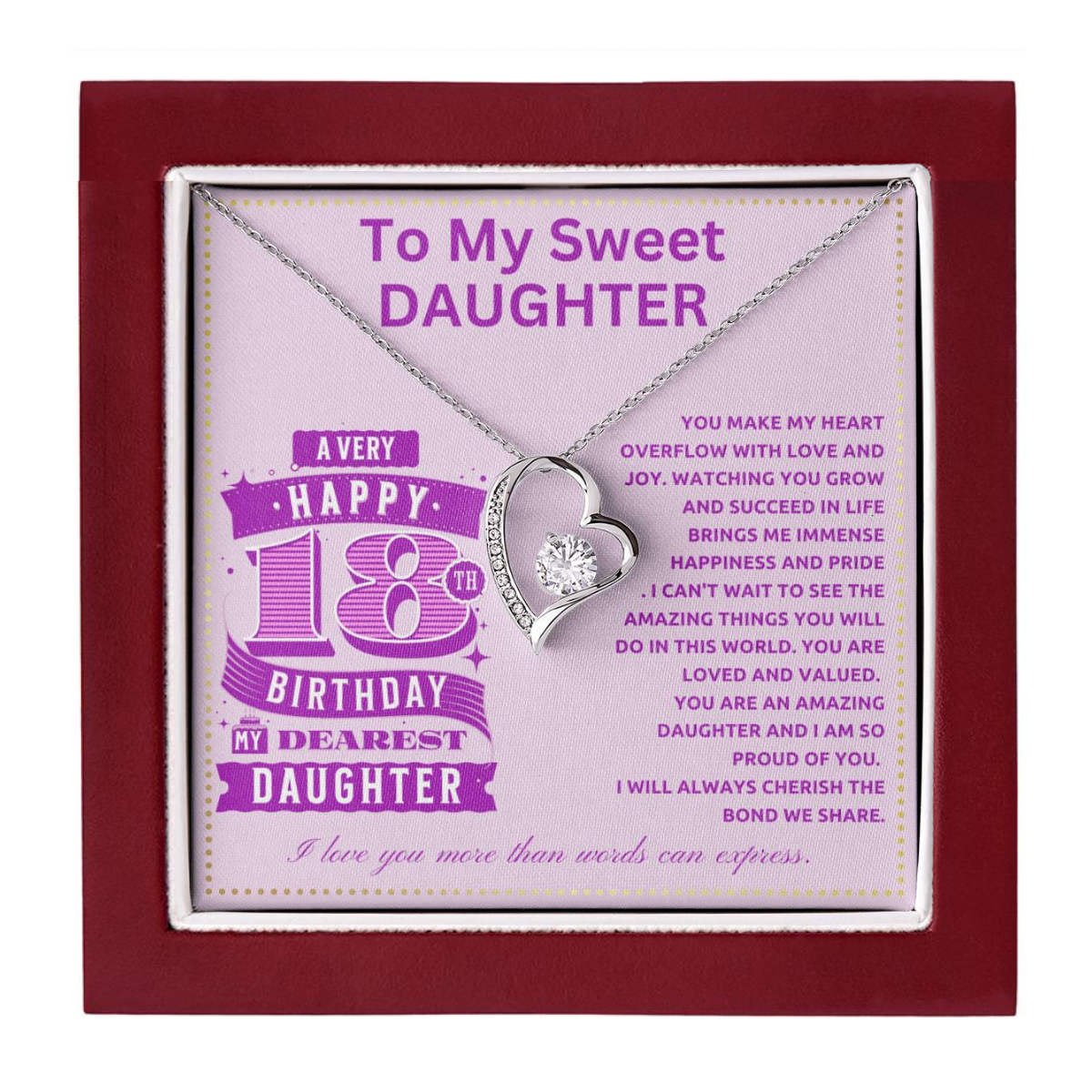 JGF Jewelry Gifts for Family 18th Birthday Card Daughter Turning 18 Year Old Ideas