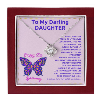 JGF Jewelry Gifts for Family Happy 15th Birthday Card To My Daughter Necklace