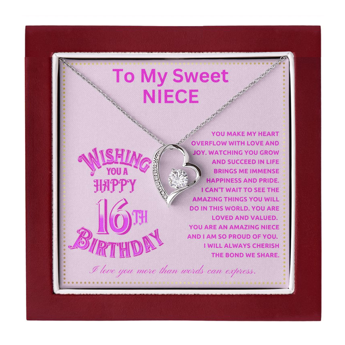 JGF Jewelry Gifts for Family Niece 16th Birthday From Aunt For Teen Girls