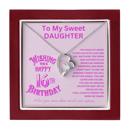 JGF Jewelry Gifts for Family Happy 16th Birthday Card To My Daughter Necklace