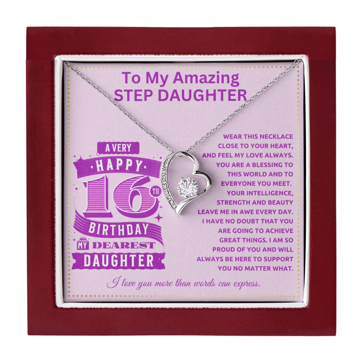 JGF Jewelry Gifts for Family Sweet 16 Birthday Card For Stepdaughter