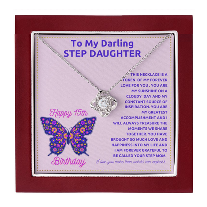 JGF Jewelry Gifts for Family Stepdaughter 15th Birthday Card