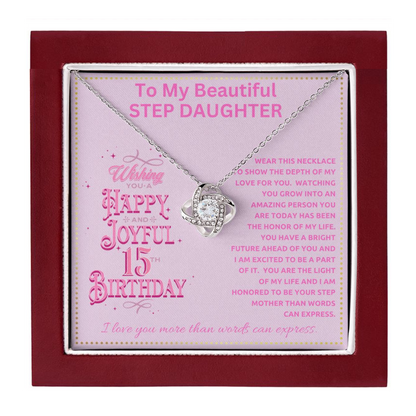 JGF Jewelry Gifts for Family Happy 15th Birthday Card For Step Daughter From Mom and Dad