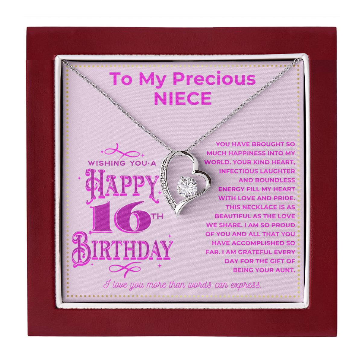 JGF Jewelry Gifts for Family Heart Necklace For Niece 16th Birthday From Uncle