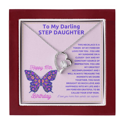 JGF Jewelry Gifts for Family Sterling Silver Necklace For Step Daughter 18th  Birthday