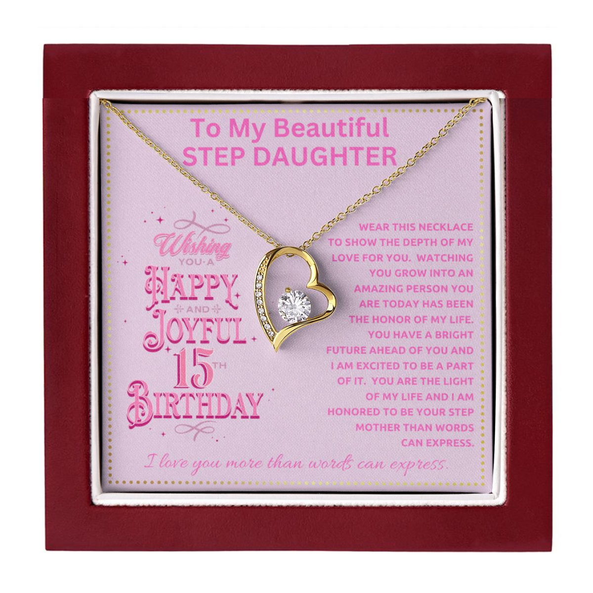 JGF Jewelry Gifts for Family To My Step Daughter  15th Birthday Gift Necklace