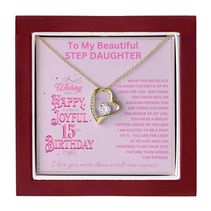 JGF Jewelry Gifts for Family To My Step Daughter  15th Birthday Gift Necklace