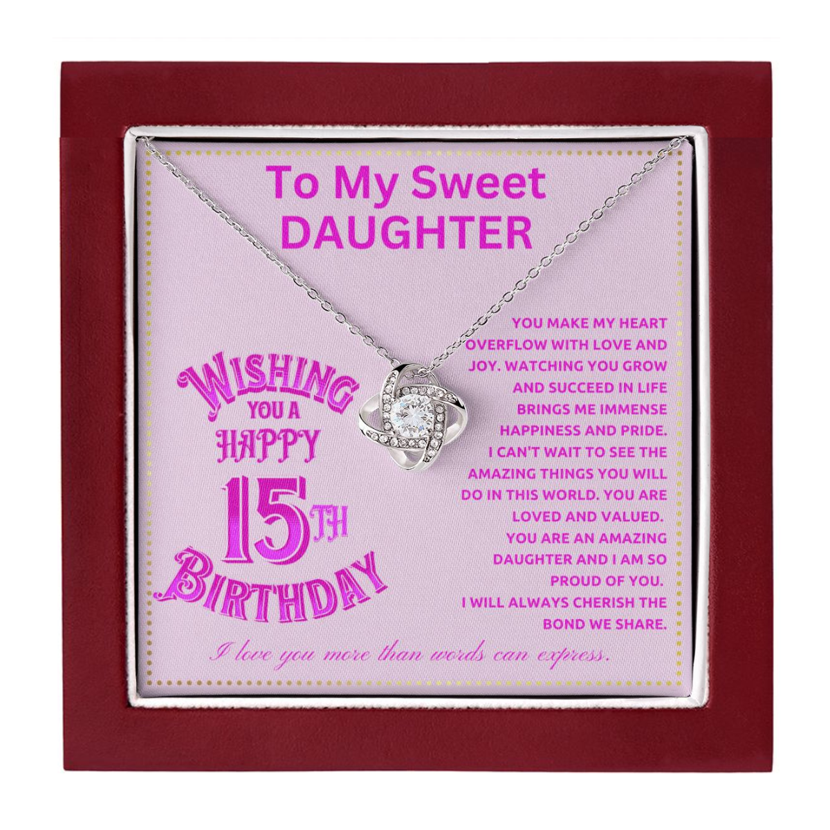 JGF Jewelry Gifts for Family Happy Sweet 15th Birthday To My Daughter Necklace