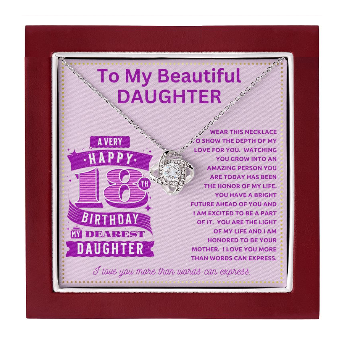 JGF Jewelry Gifts for Family Happy 18th Birthday Card For Daughter From Mom