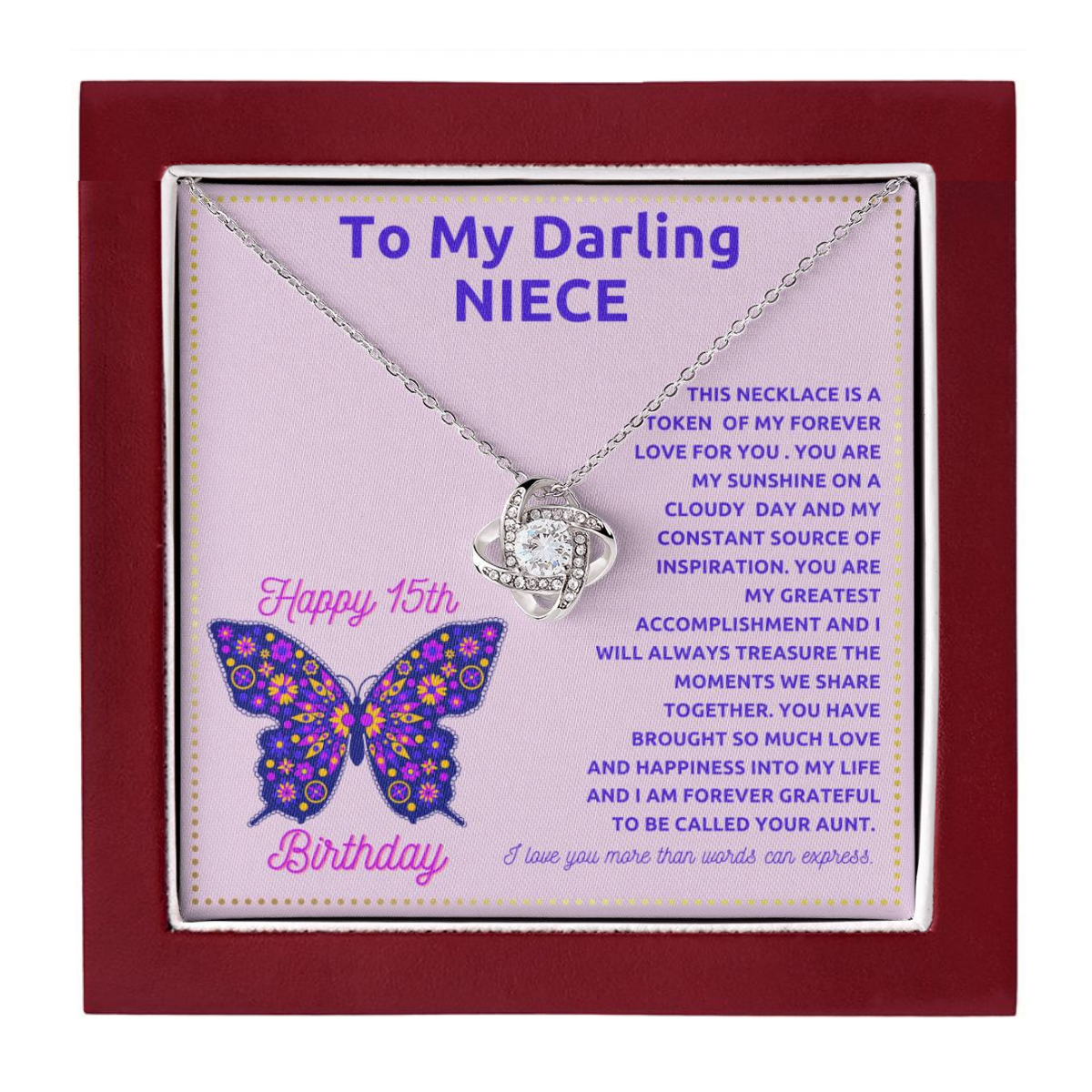 JGF Jewelry Gifts for Family 15th Birthday Card For Niece From Aunt