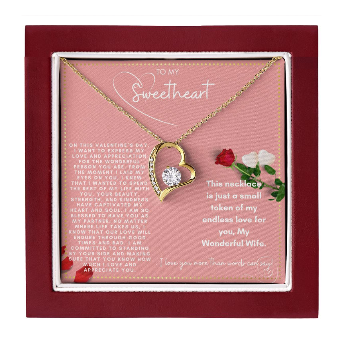 JGF Jewelry Gifts for Family Happy Valentine To My Wife Necklace From Husband