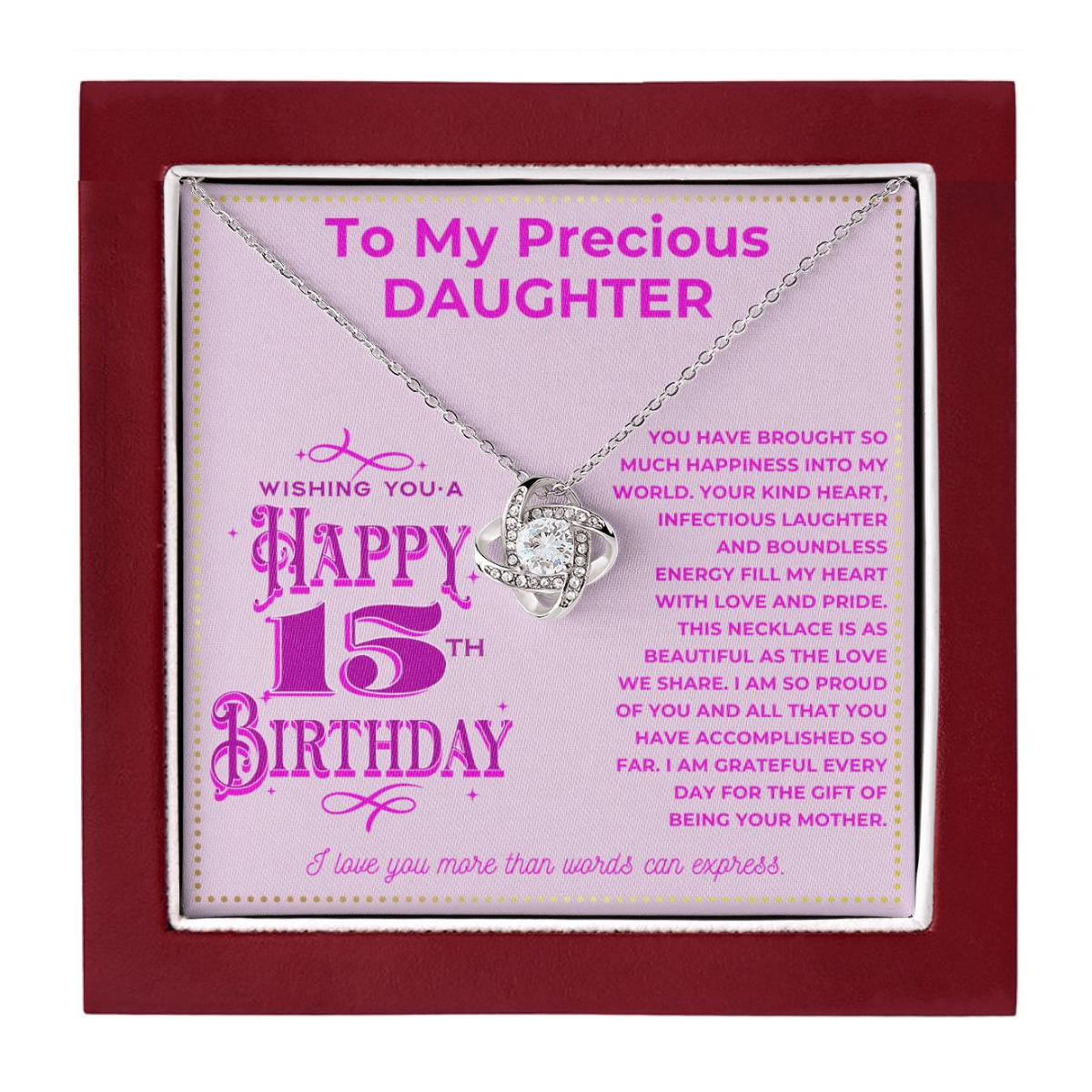 JGF Jewelry Gifts for Family To My Amazing Daughter 15th Birthday Necklace