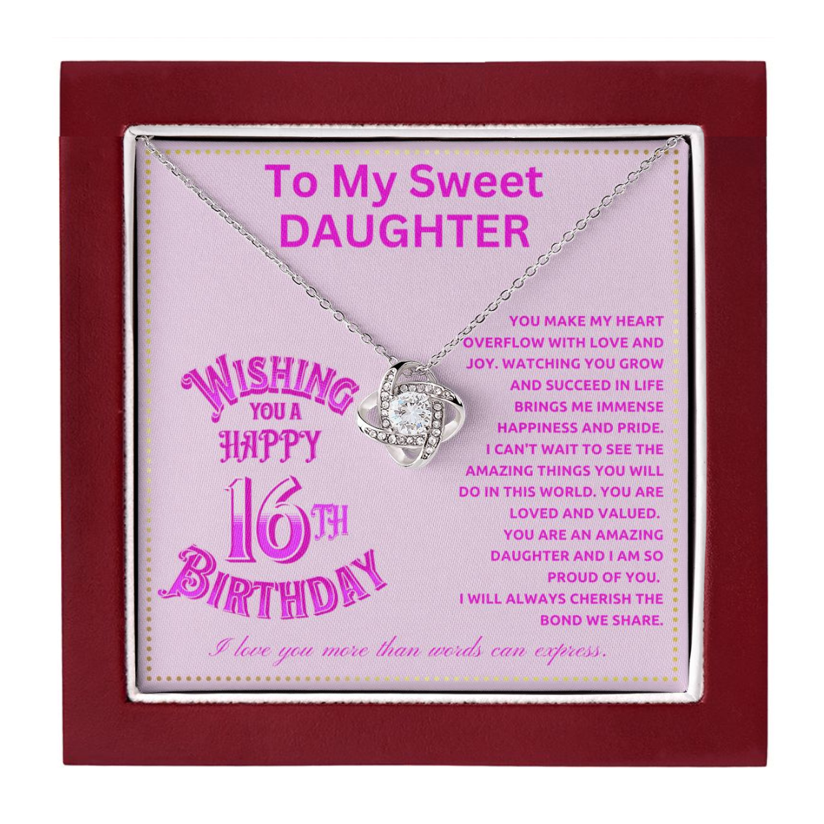 JGF Jewelry Gifts for Family To My Amazing Daughter Necklace Sweet 16 Birthday