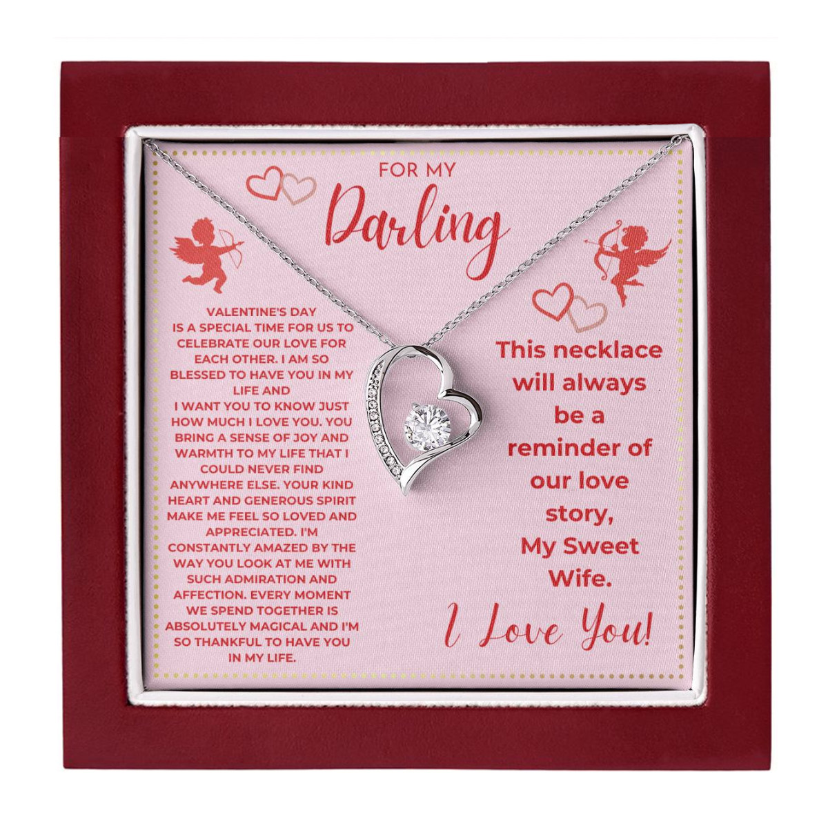 JGF Jewelry Gifts for Family To My Beautiful Wife Heart Necklace