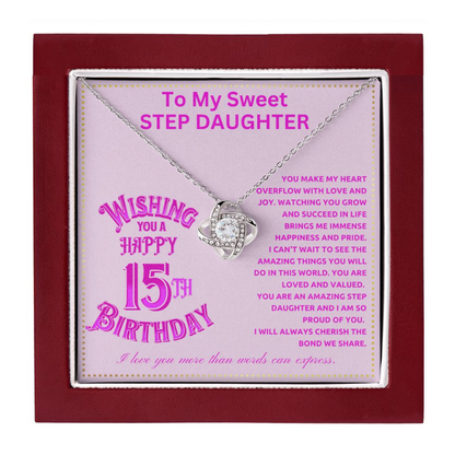 JGF Jewelry Gifts for Family 15th Birthday Card for Step Daughter