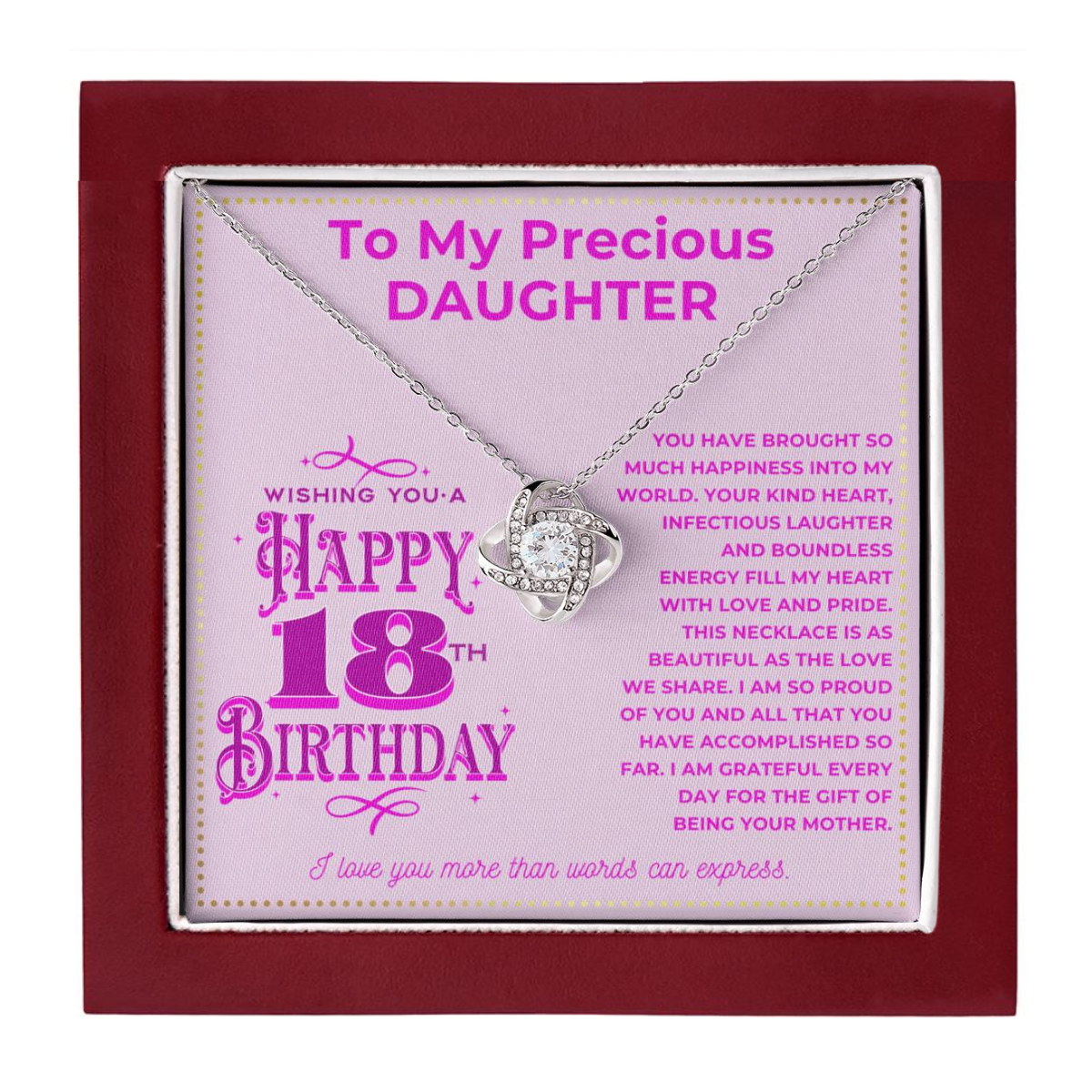 JGF Jewelry Gifts for Family 18th Birthday Gifts Card For My Daughter From Mom