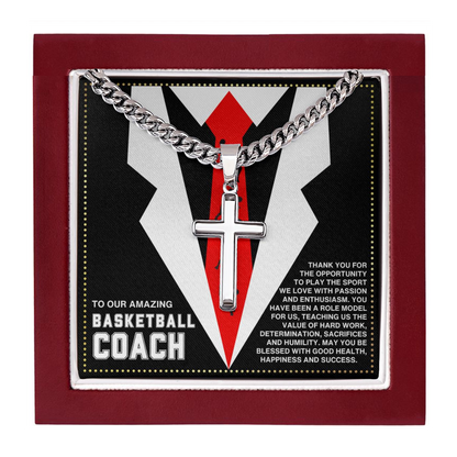 JGF Jewelry Gifts for Family Cross Necklace For Basketball Coach