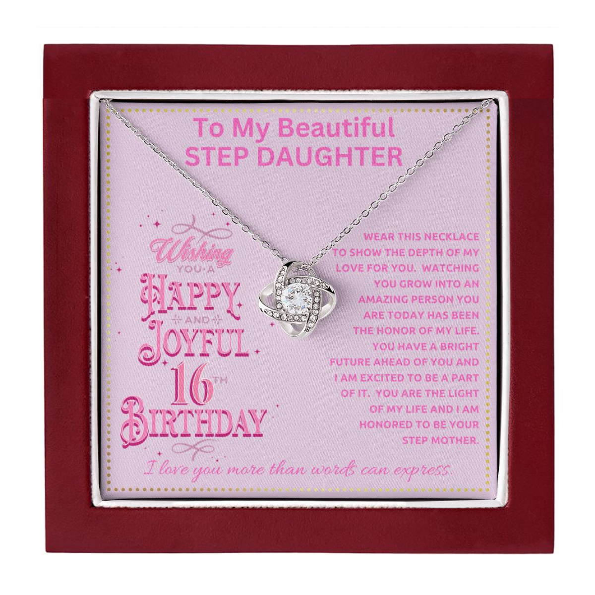 JGF Jewelry Gifts for Family To My Step Daughter 16th Birthday Gift Necklace